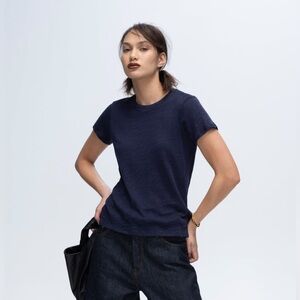 ATM Women’s Short Sleeve SLUB JERSEY SCHOOLBOY CREW NECK TEE